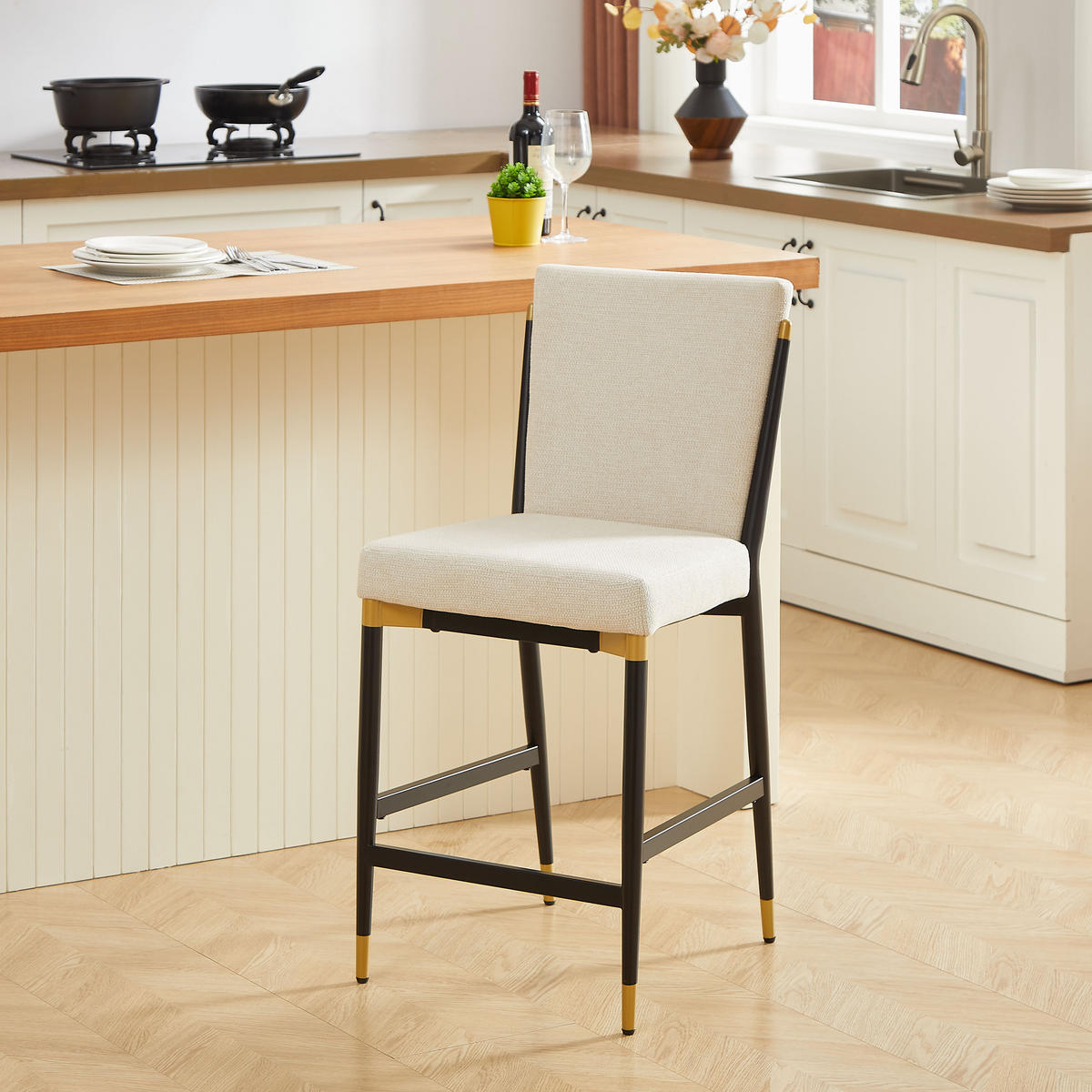 BARHOCKER 2er-Set mit Skandinavisches Design - Weiß, Textil (49/102/59cm) - Urban Meuble