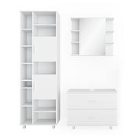 BADMÖBEL-SET Ilias Weiß 3 Teile, mit Hochschrank - Weiß, Holzwerkstoff (80.2/60.8/33cm) - Vicco
