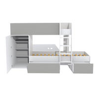 ETAGENBETT TWIN mit Schrank - Schubladen/ Etagenbett 90x190 - Weiß und Grau - Weiß/Grau, Holzwerkstoff (90/190cm) - Weber Industries