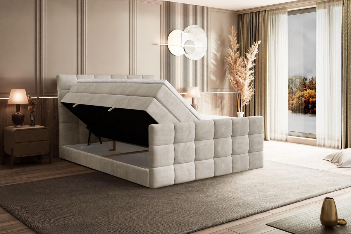 BOXSPRINGBETT BRUGO-Z KING - 200 x 200 - H3/H4 - Ecru - Ecru, Holzwerkstoff (200/200cm) - ALTDECOR