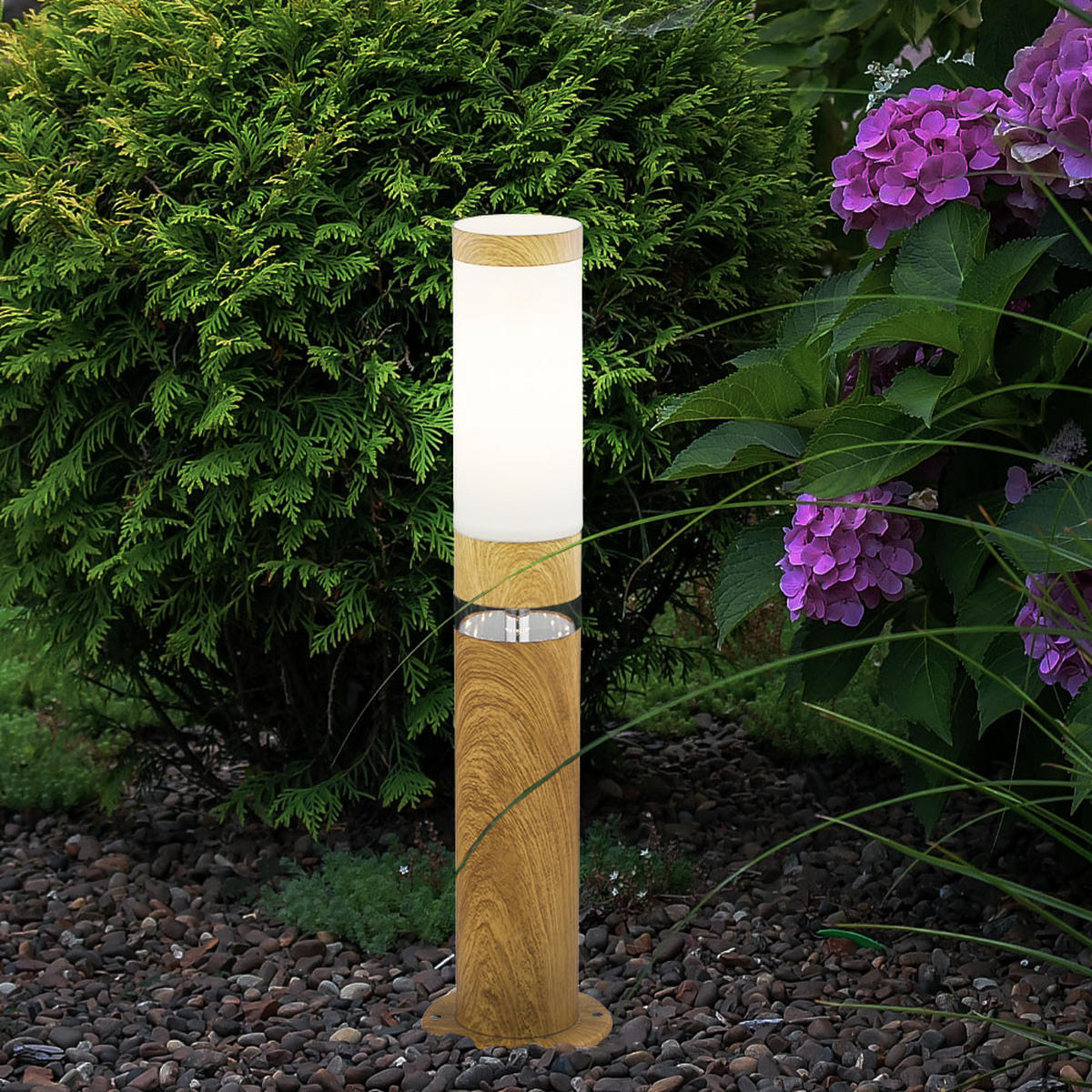 LED WEGELEUCHTE Edelstahl Braun Holzoptik - Braun, Metall (11.7/11.7/50cm)