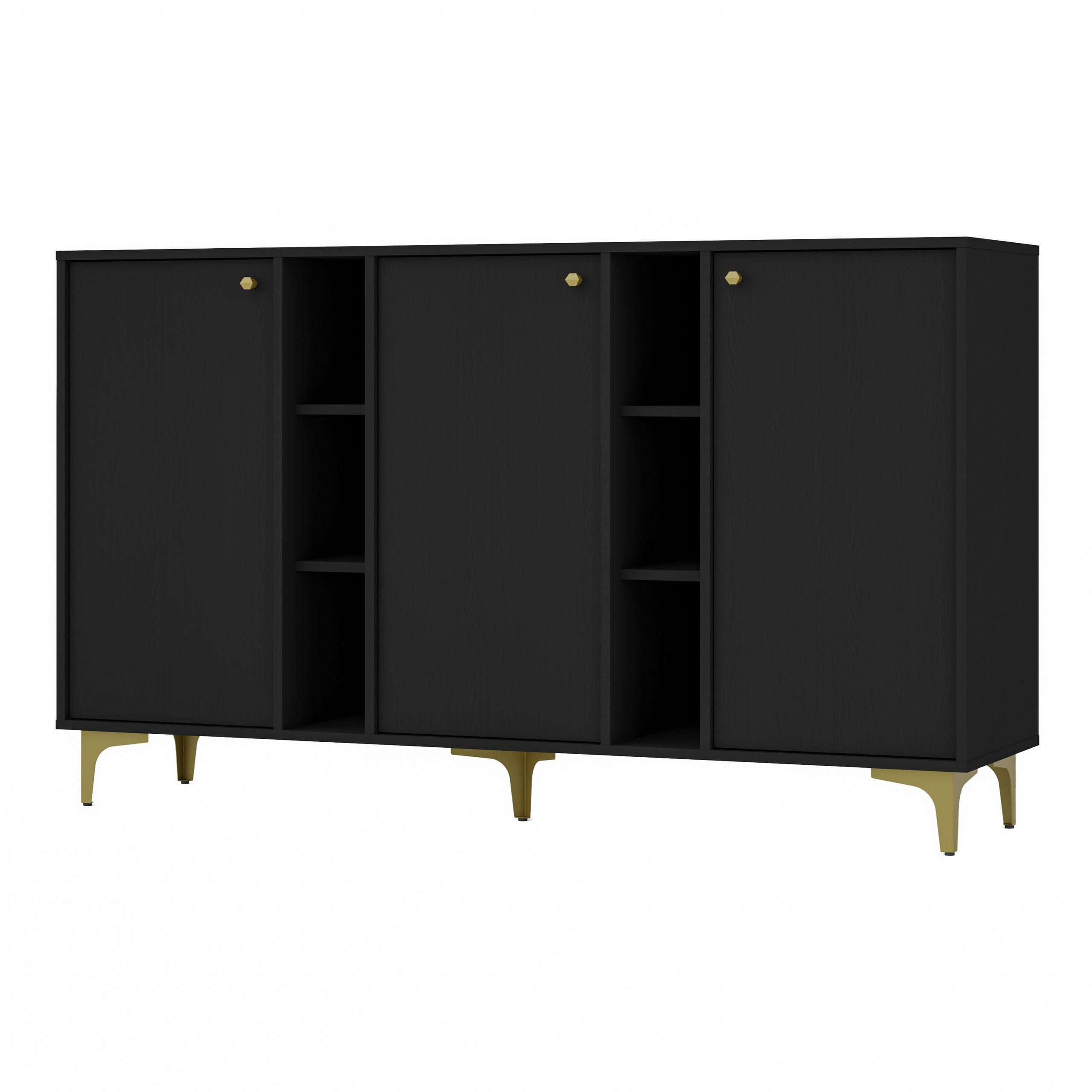 SIDEBOARD TORINO 158/94/41 cm mit 3 Türen Graphitfarben - Graphitfarben, Holzwerkstoff (158/94/41cm) - MASSENO
