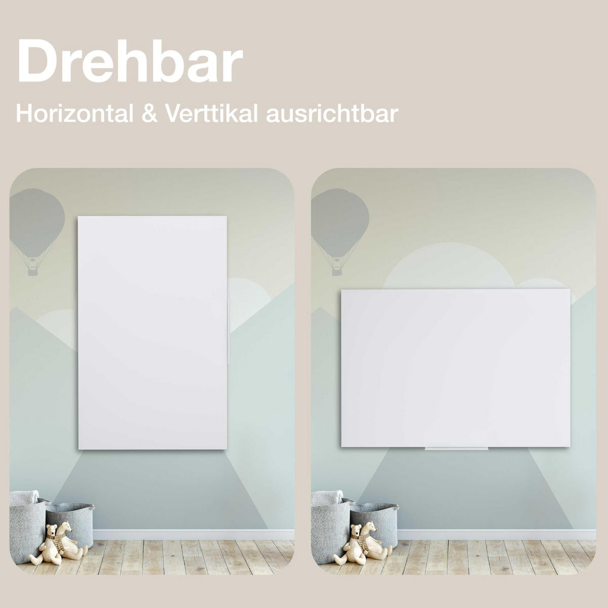 WHITEBOARD Glas 60x90 cm hängend - Weiß, Glas (90/60/1cm) - K-Möbel