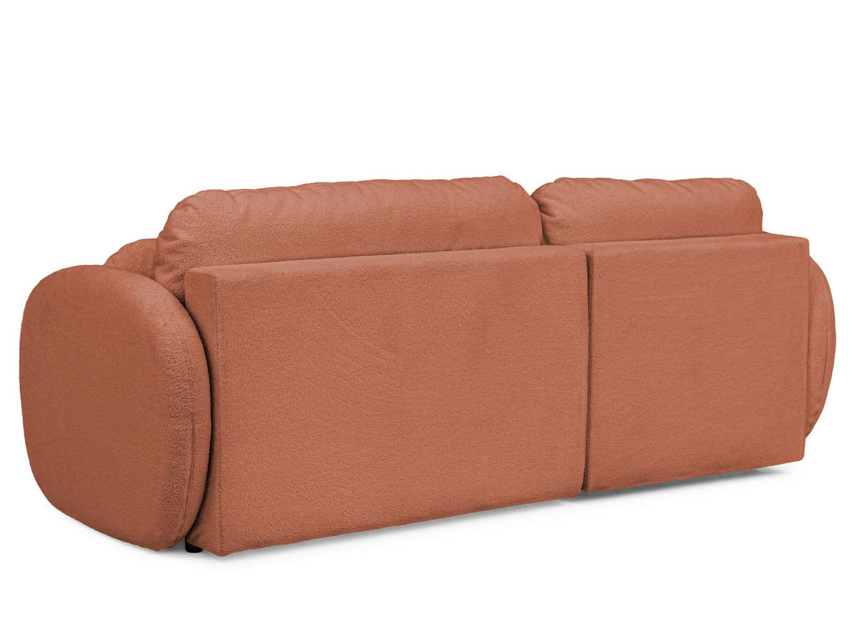 ECKSOFA Candy mit Schlaffunktion Terrakotta Bouclé-Stoff - Ottomane links - Terra cotta/Schwarz, Holz/Kunststoff (230/146cm) - S-Style Möbel