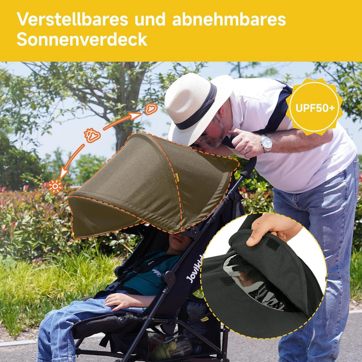 BUGGY Kinderwagen Reisebuggy bis 22kg mit Liegefunktion und Verdeck schwarz - Schwarz, Metall (51/81/104.5cm) - Raelunyi