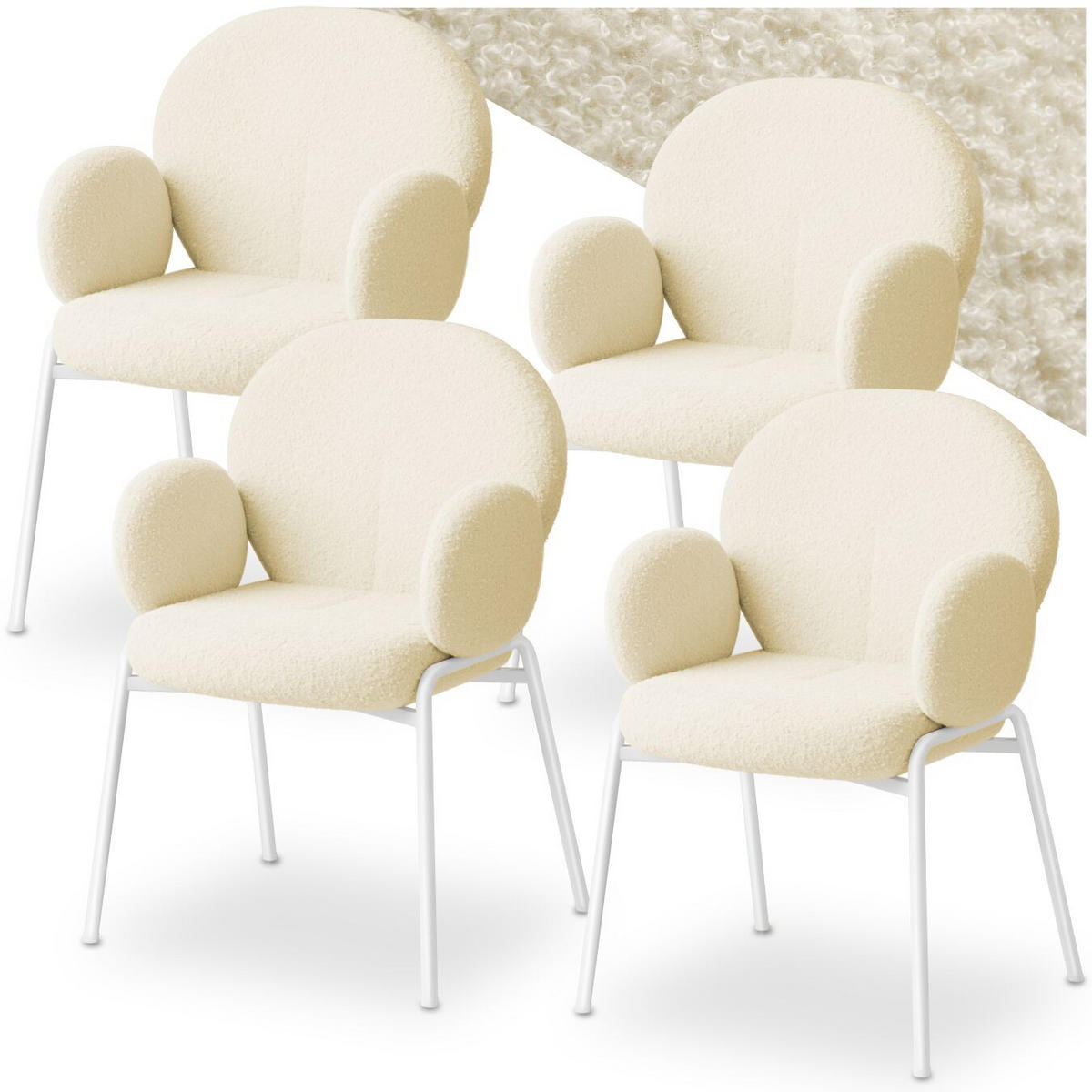 STUHL 4er Set Scandi Belastbarkeit 120 kg 61 5 x 62 x 90 - Creme, Kunststoff (62/90/61.5cm) - tectake