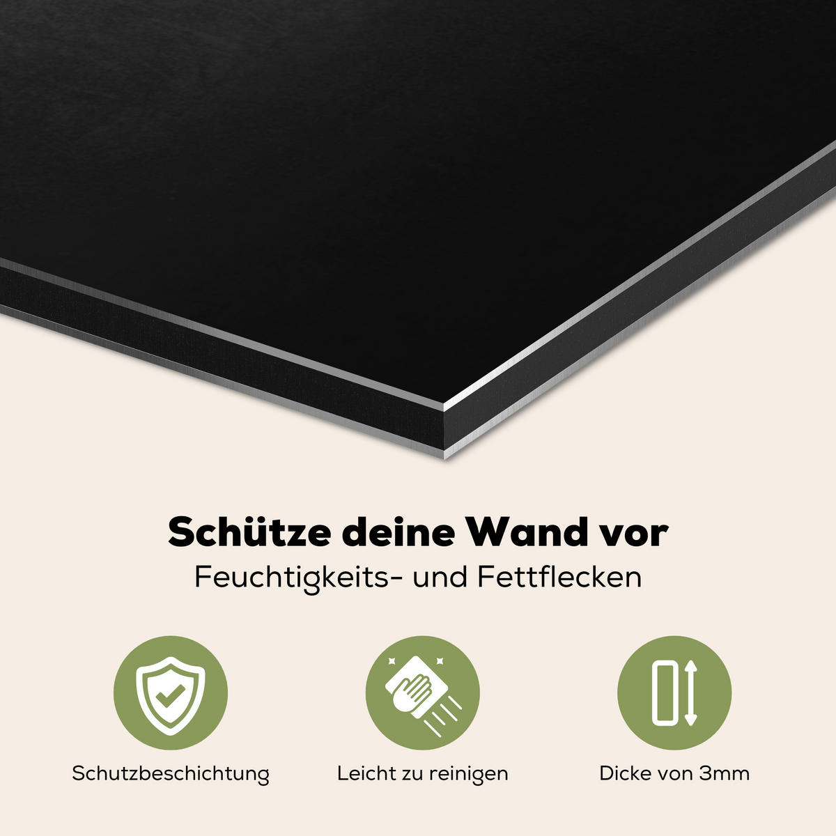 SPRITZSCHUTZ KÜCHE Beton - Schwarz - Grau - Strukturiert - Industriell 70x50 cm - Graphitfarben, Metall (70/0.3/50cm) - MuchoWow