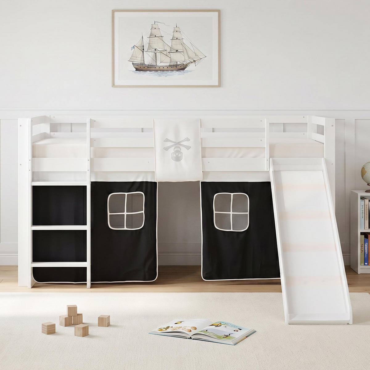 HOCHBETT 90/200 cm mit Lattenrost Pirat - Schwarz/Weiß, Holz - Homestyle4u