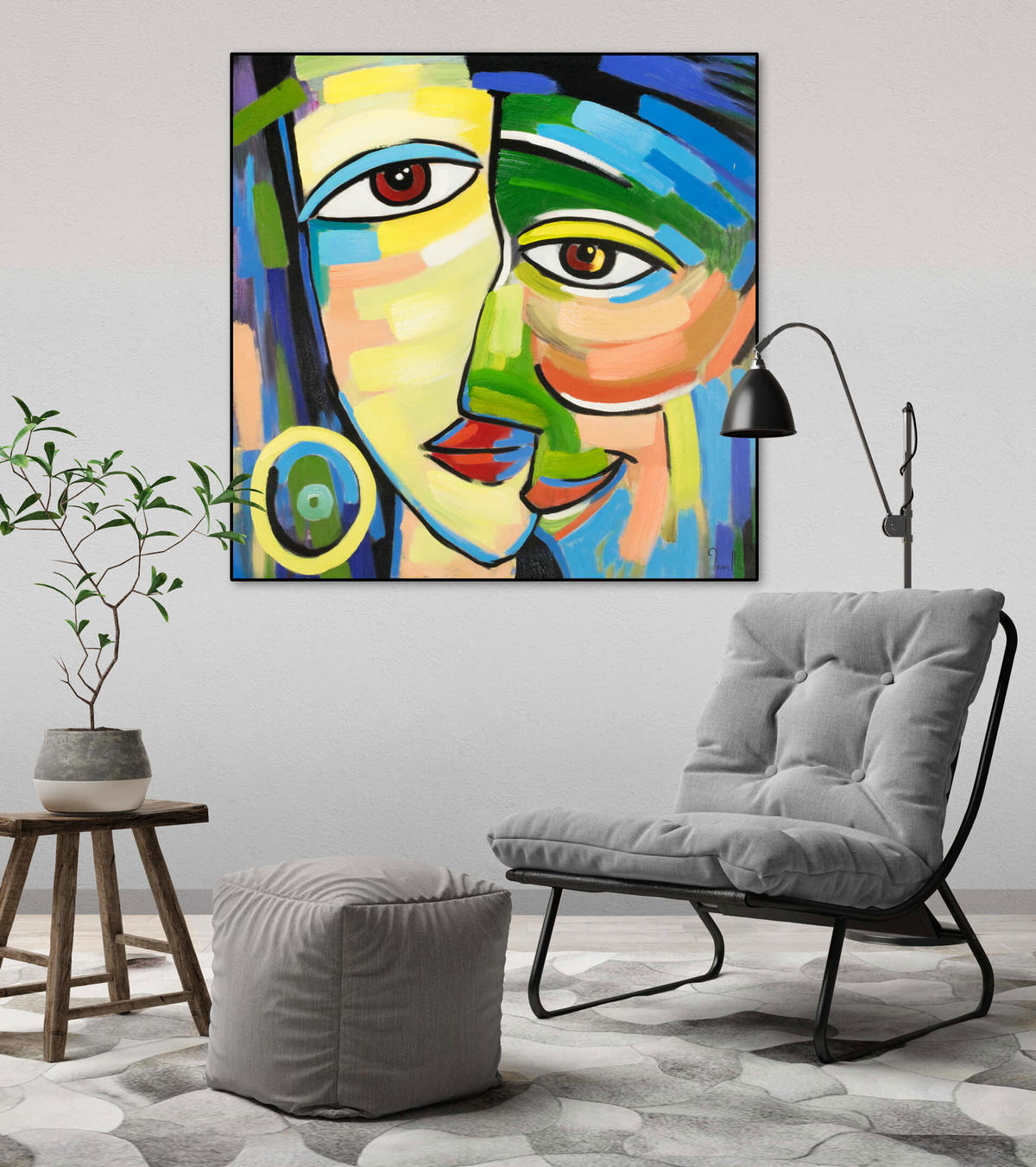 ÖLGEMÄLDE 80/80 cm - Blau/Multicolor, Holz/Textil (1.85/80cm) - KUNSTLOFT