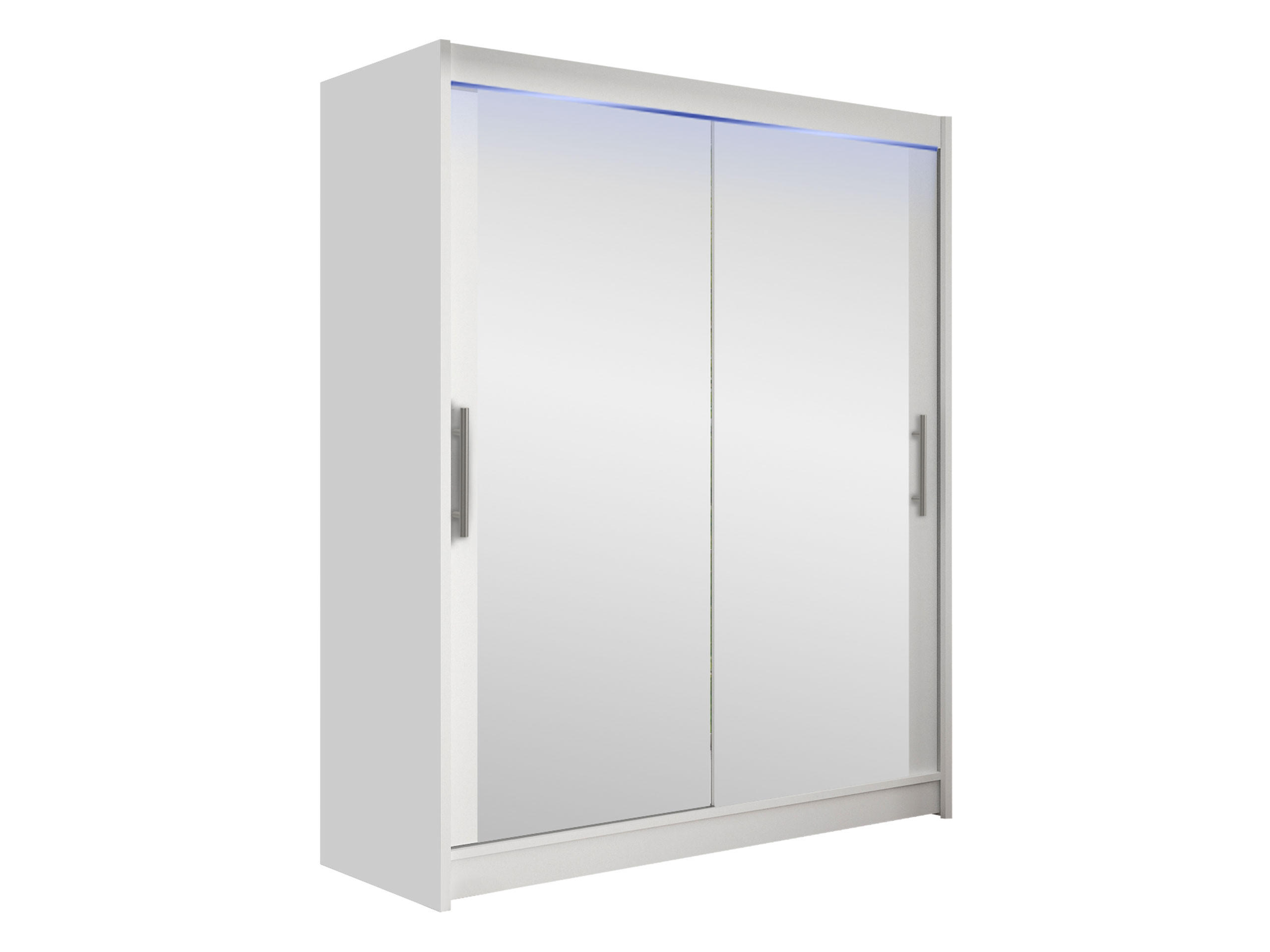 SCHWEBETÜRENSCHRANK Westa XI, mit RGB LED Beleuchtung - Silberfarben/Weiß, Holzwerkstoff/Metall (150/200/58cm) - MIRJAN24