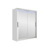 SCHWEBETÜRENSCHRANK Westa XI, mit RGB LED Beleuchtung - Silberfarben/Weiß, Holzwerkstoff/Metall (150/200/58cm) - MIRJAN24