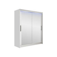 SCHWEBETÜRENSCHRANK Westa XI, mit RGB LED Beleuchtung - Silberfarben/Weiß, Holzwerkstoff/Metall (150/200/58cm) - MIRJAN24