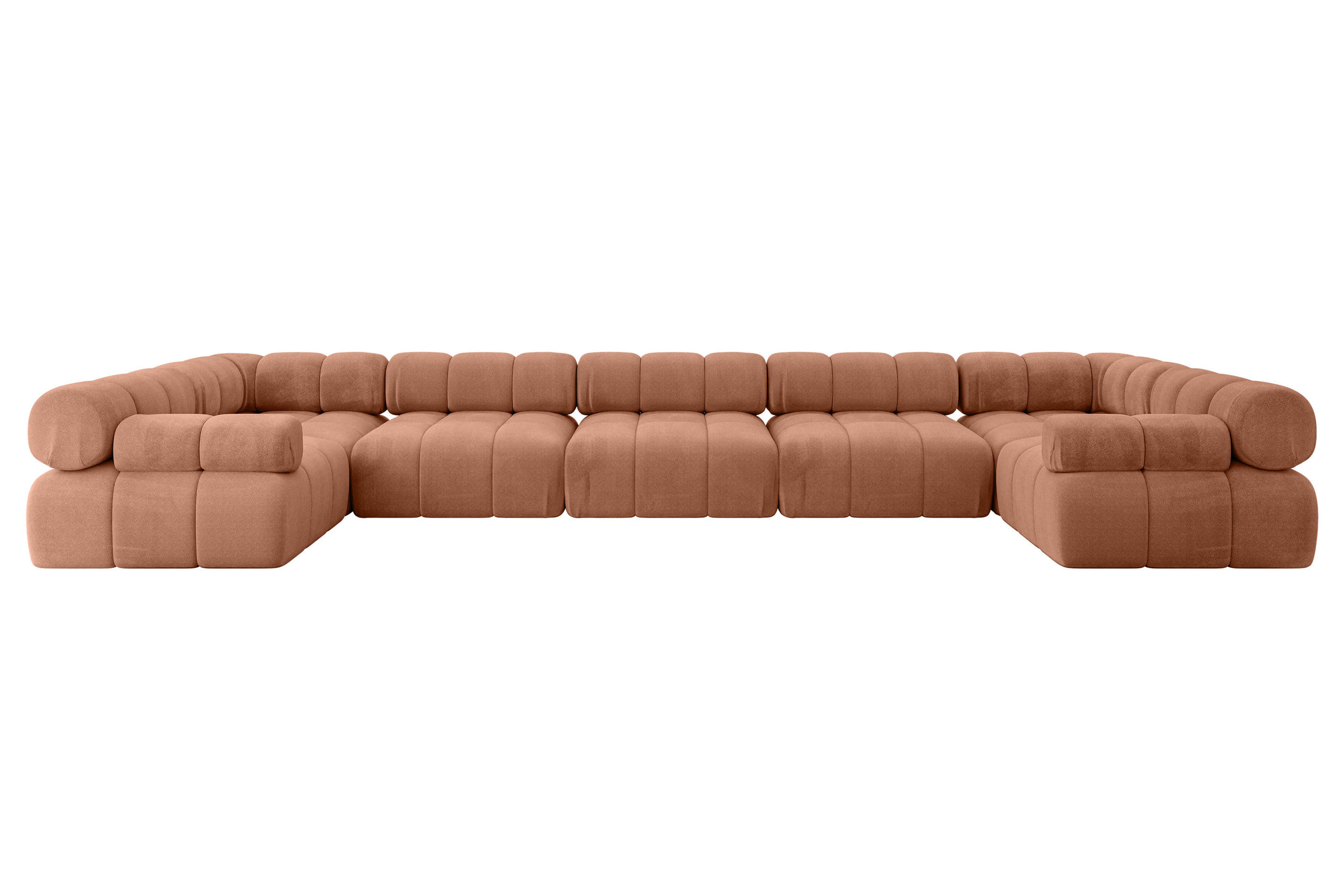 WOHNLANDSCHAFT modulares Sofa Birno-U3 - 475x190x70 cm Apricot Velours - Koralle, Holzwerkstoff/Textil (475/70/190cm) - ALTDECOR
