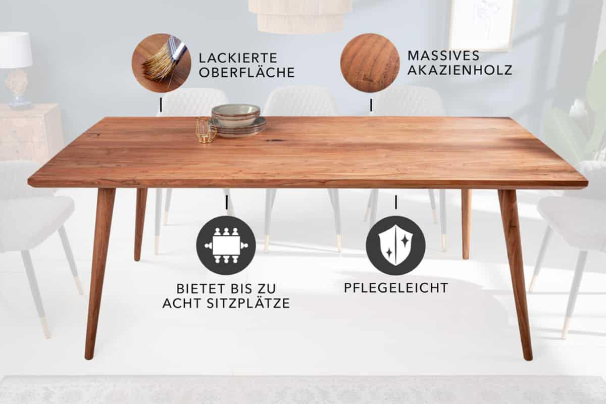 ESSTISCH MYSTIC LIVING Akazie Natur 160cm - Braun, Holz (90/160/76cm) - riess-ambiente
