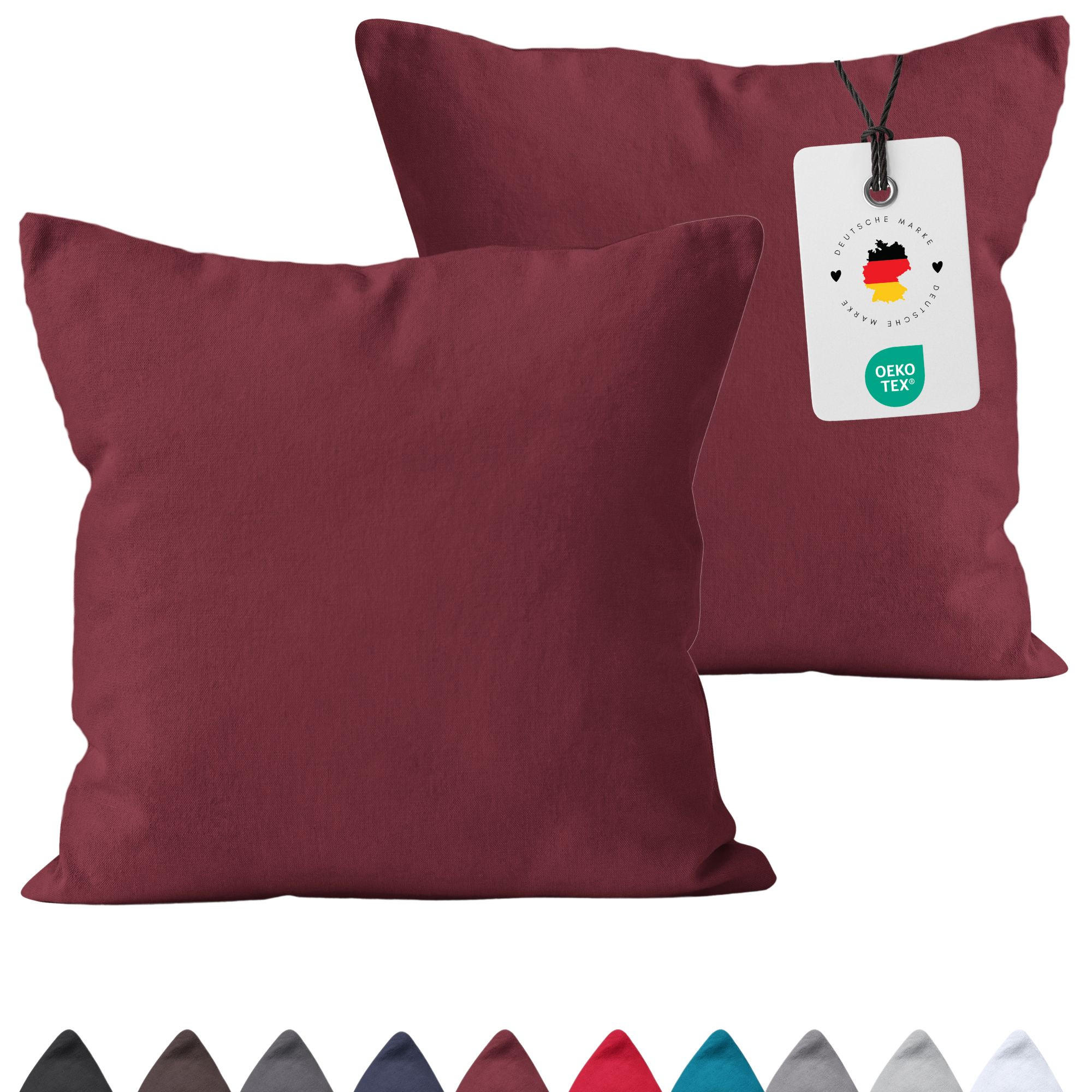 KISSENBEZUG 40x80 cm aus 100% Baumwolle, Kissenhülle Bordo Uni - Bordeaux, Textil (80/40cm) - Carpe Sonno