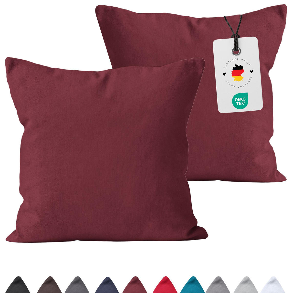 KISSENBEZUG 40x40 cm aus 100% Baumwolle, Kissenhülle Bordo Uni - Bordeaux, Textil (40/40cm) - Carpe Sonno