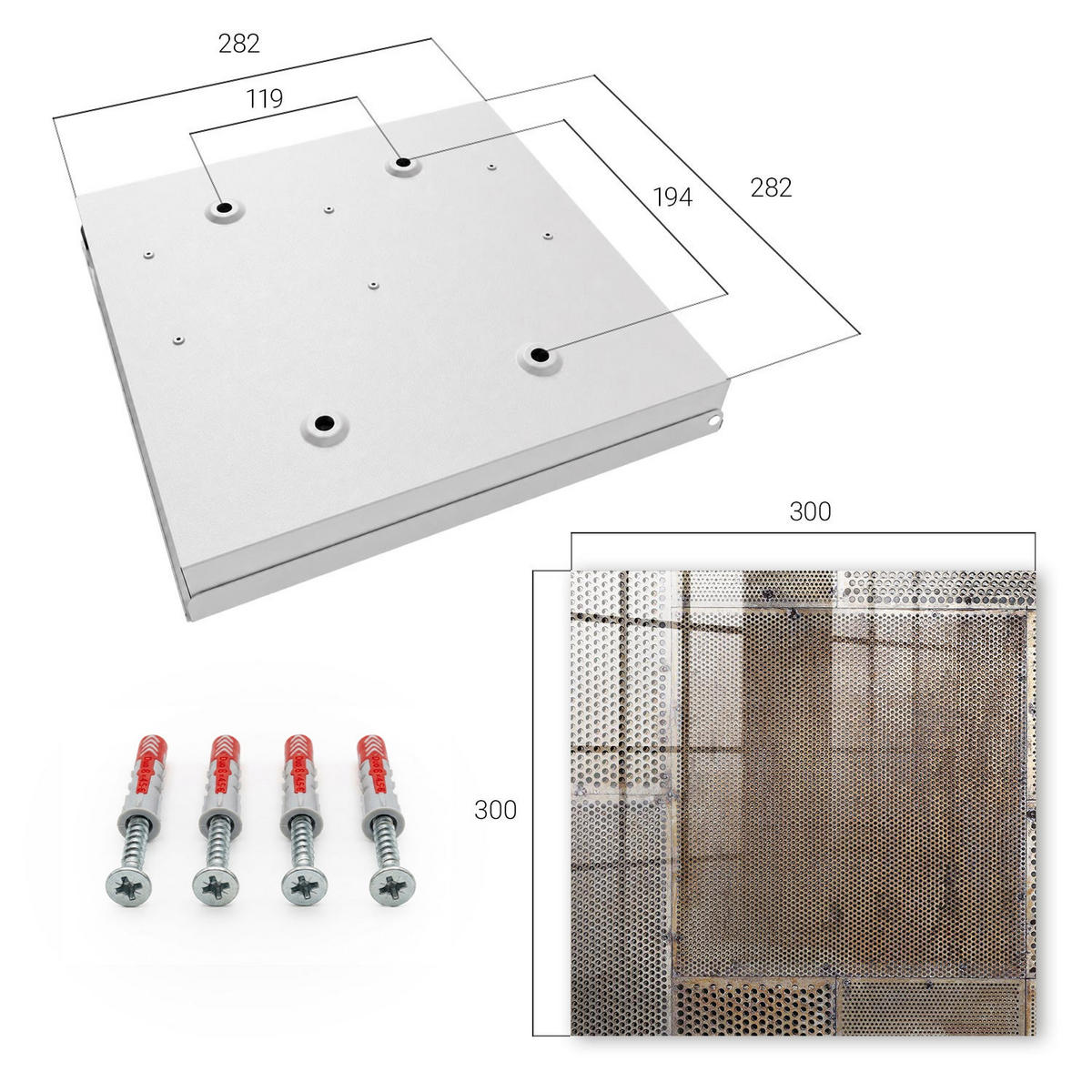 SCHLÜSSELBOX Weiß 30x30 cm – Türöffnung nach rechts - Industriemuster - Braun, Metall (30/30/5cm) - TULUP