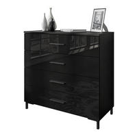 KOMMODE LINA BLACK mit Schubladen und Griffen Schwarzer Glanz - Schwarz, Holzwerkstoff (95/84/40cm) - Lookway