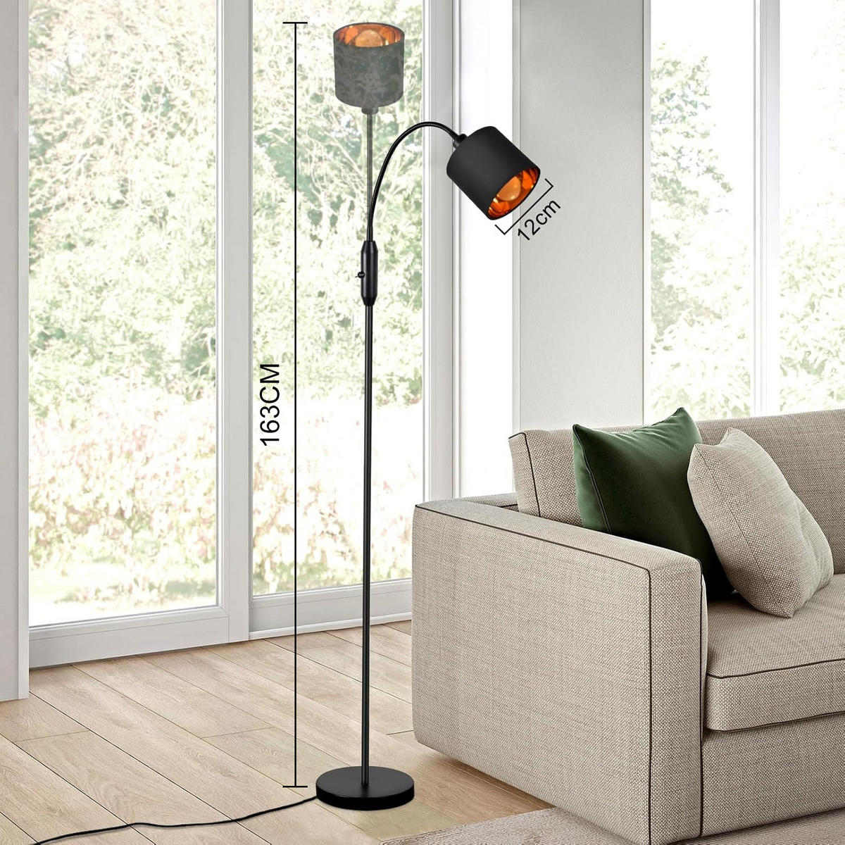 STEHLEUCHTE Hannover 20/20/163 cm - Schwarz, Metall (45/22/178cm) - Nettlife