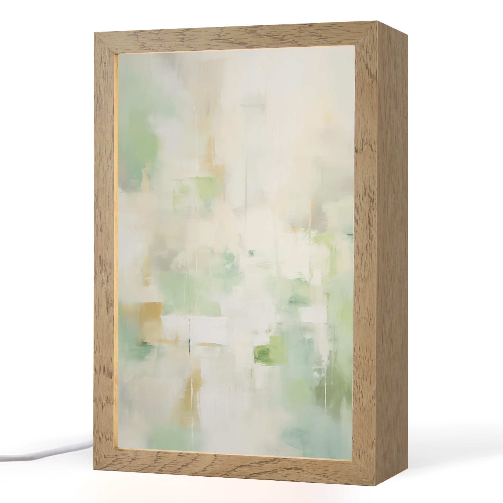 OnlyWow STOLNÍ LAMPA Abstraktní - Umění - Bílá - Zelená - Moderní 20x30 cm