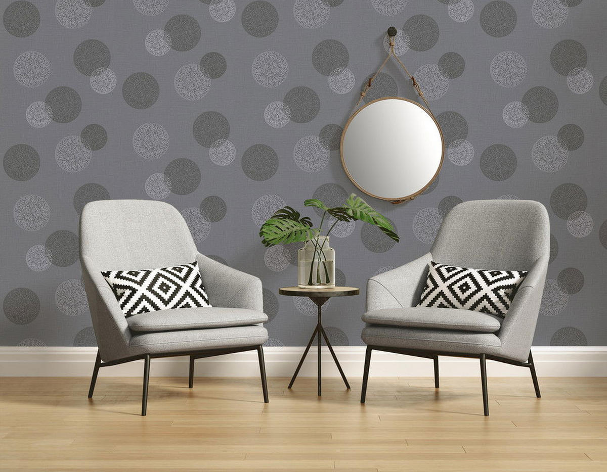VLIESTAPETE Grau 53/1005 cm - Schwarz/Grau, Textil (53/1cm) - KUNSTLOFT