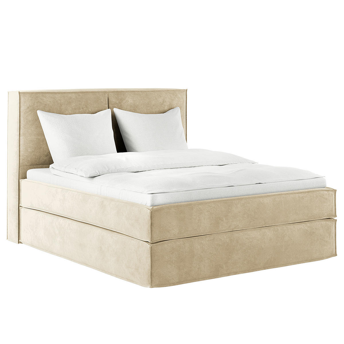 BOXSPRINGBETT mit Kopfteil - Premium - Beige, Textil (200/200cm) - home24