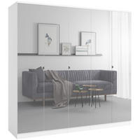 DREHTÜRENSCHRANK mit Spiegel Monza 5D 200 Weiß - Weiß/Grau, Holzwerkstoff/Metall (200/200/60cm) - mzm24