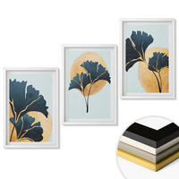 WANDBILDER 3er-Set - 40x60 cm Weißer Rahmen - Ginkgoblätter, heller Hintergrund - Weiß, Kunststoff (40/60cm) - ArtPrintCave