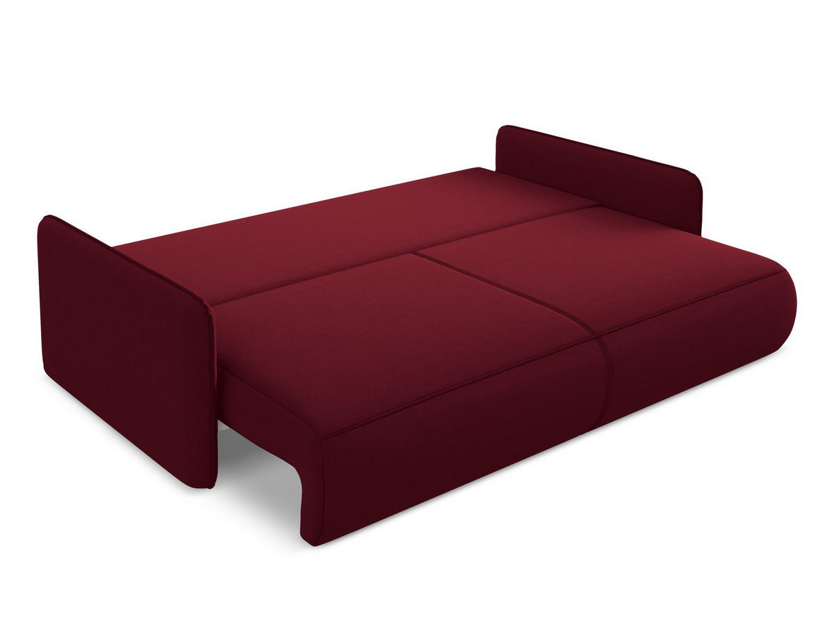 3-SITZER SOFA mit Schlaffunktion Samt Stoff Rot - Bordeaux/Rot, Kunststoff/Textil (216/86/105cm) - Makamii