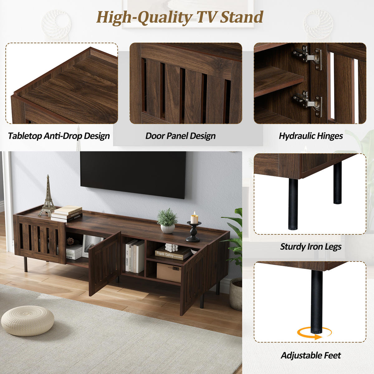 TV-LOWBOARD 160x40x47 cm Walnuss MDF Minimalistisch Schrank - Walnussfarben, Holzwerkstoff (40/47/160cm) - FLIEKS