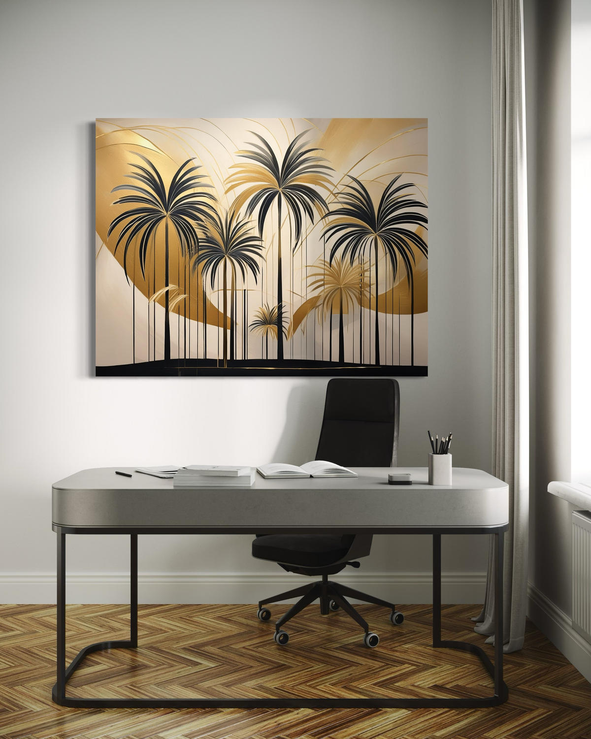 WANDBILD tropische palmen botanicals - Beige, Textil (60/40cm) - Feeby