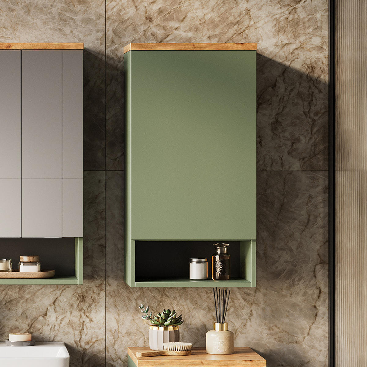 HÄNGESCHRANK Eden Grün/Artisan 40 x 77.5 cm - Hellgrau/Grün, Holzwerkstoff (40/77.5/27cm) - Vicco