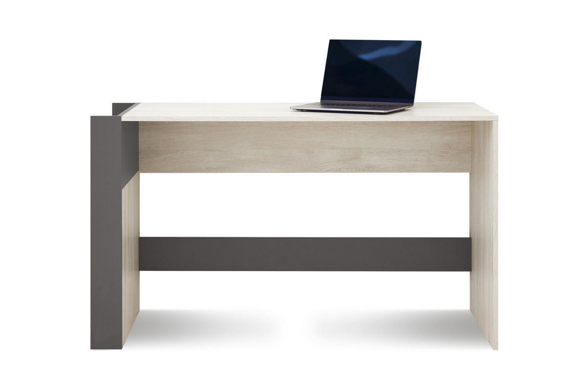 KINDERSCHREIBTISCH REMI 10 130 cm breit in Eichenweiß / Weiß Matt / Anthrazit - Eichefarben/Anthrazit, Holzwerkstoff (130/76/55cm) - Deine Möbel 24