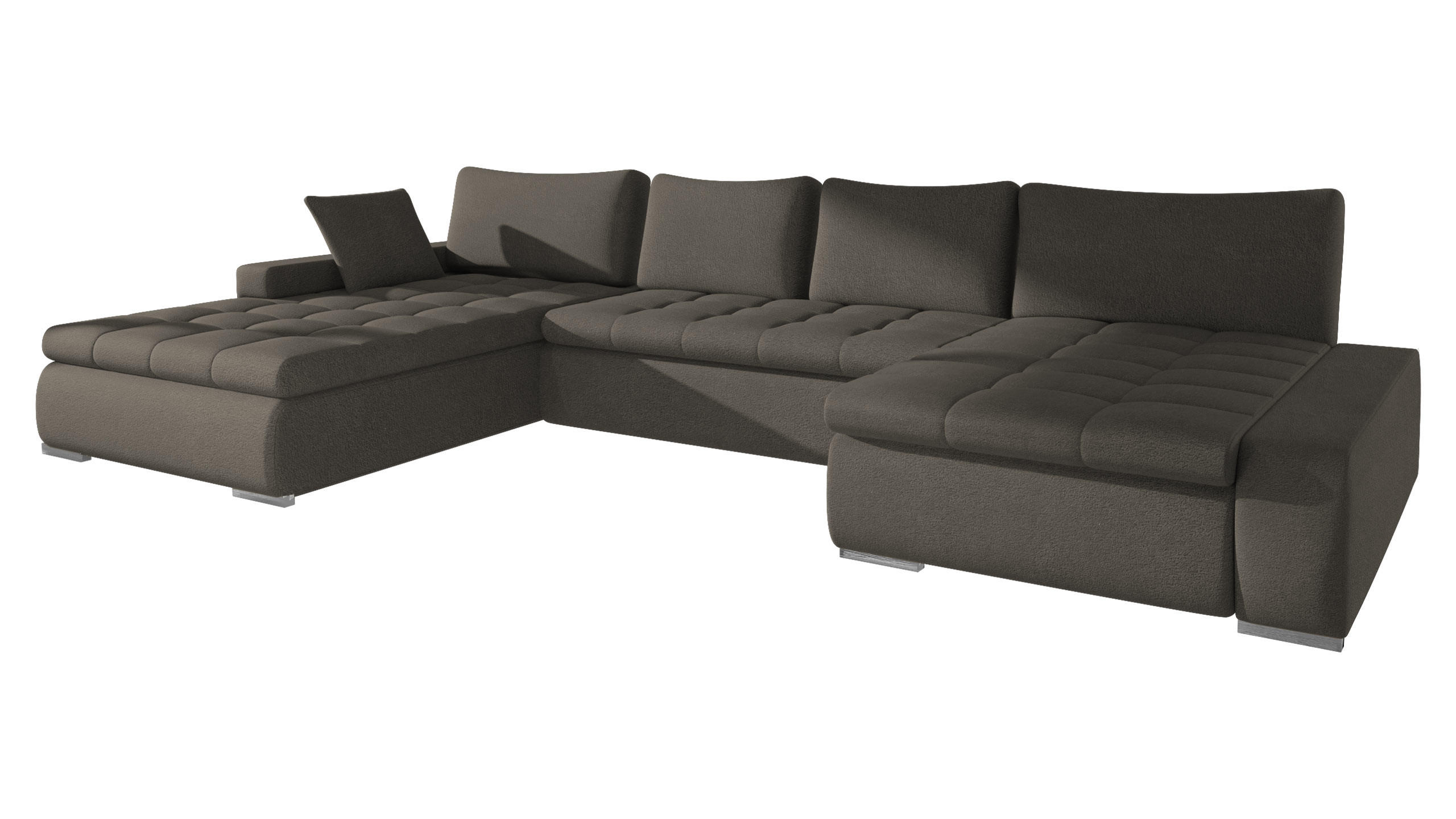 WOHNLANDSCHAFT Caro - Silberfarben/Braun, Holz/Textil (394/80/213cm) - MIRJAN24