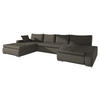 WOHNLANDSCHAFT Caro - Silberfarben/Braun, Holz/Textil (394/80/213cm) - MIRJAN24