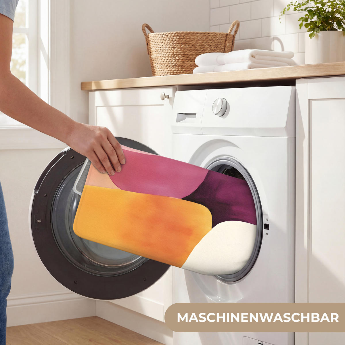 KOUPELNOVÁ PŘEDLOŽKA Tvary - abstraktní - barevné 60x40 cm - terakotová, textil/plast (60/40cm) - OnlyWow