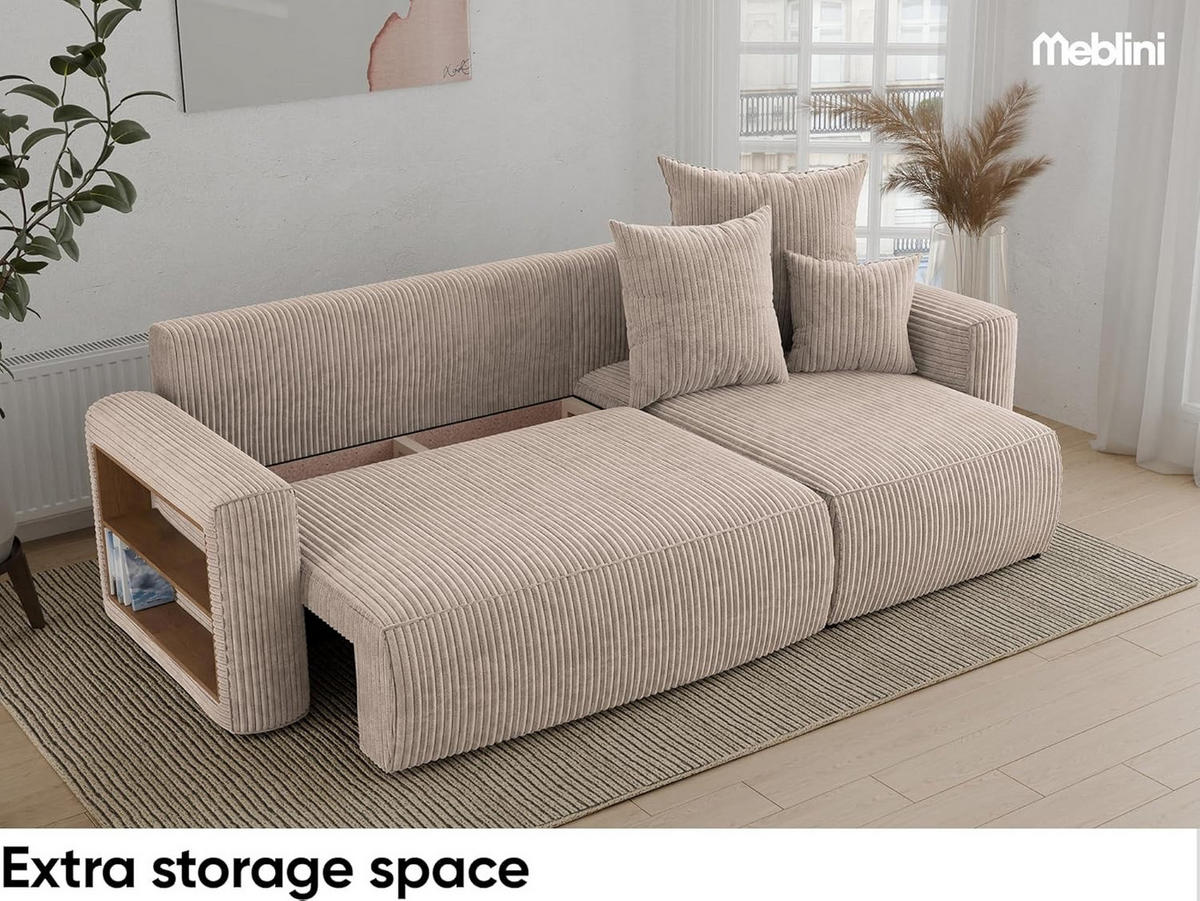 ECKSOFA SOLARIS L - Blau/Beige, Holzwerkstoff (238/142cm) - Meblini