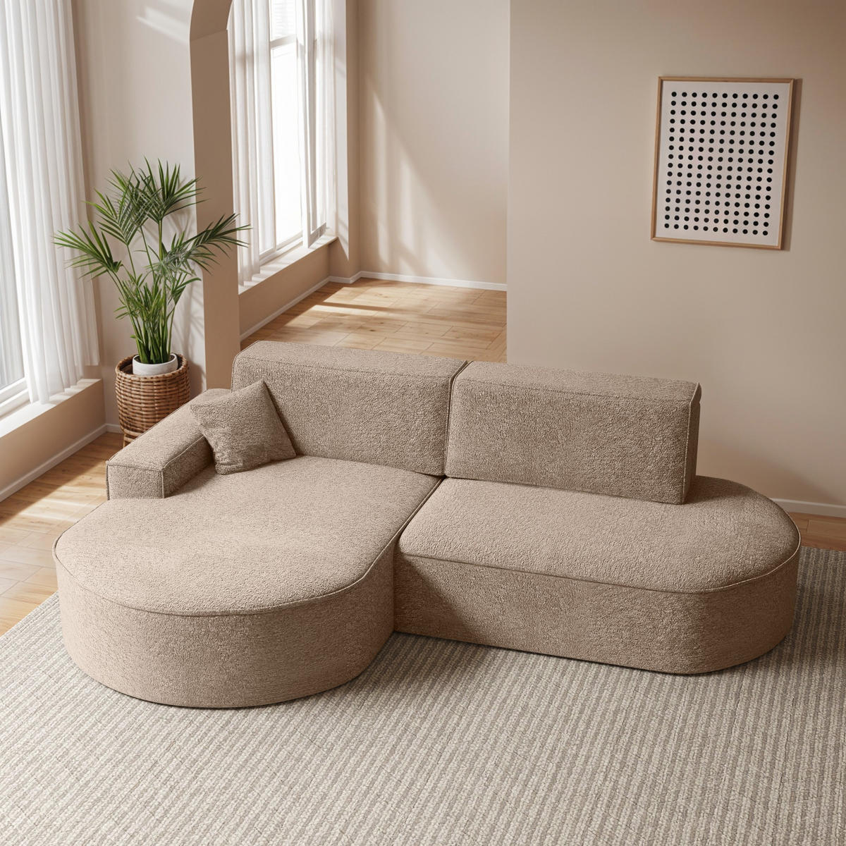 ECKSOFA Modena Pro - Komfort Und Stil stoff Arena Dunkelbeige Links - Taupe, Holz (278/179cm) - Kaiser Möbel
