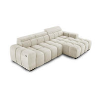 ECKSOFA OMBO 285x168x77/97 cm, Rechts, Schlaffunktion, elektr. Sitz, Kopfstützen, hydrophober EDEN-Stoff – Weiß - Weiß, Holz/Textil (285/168cm) - DomoHome