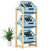 GETRÄNKEKISTENREGAL 3 Kisten Holz Bambus Metall 96656 - Edelstahlfarben, Holzwerkstoff (54/112/32cm) - DanDiBo