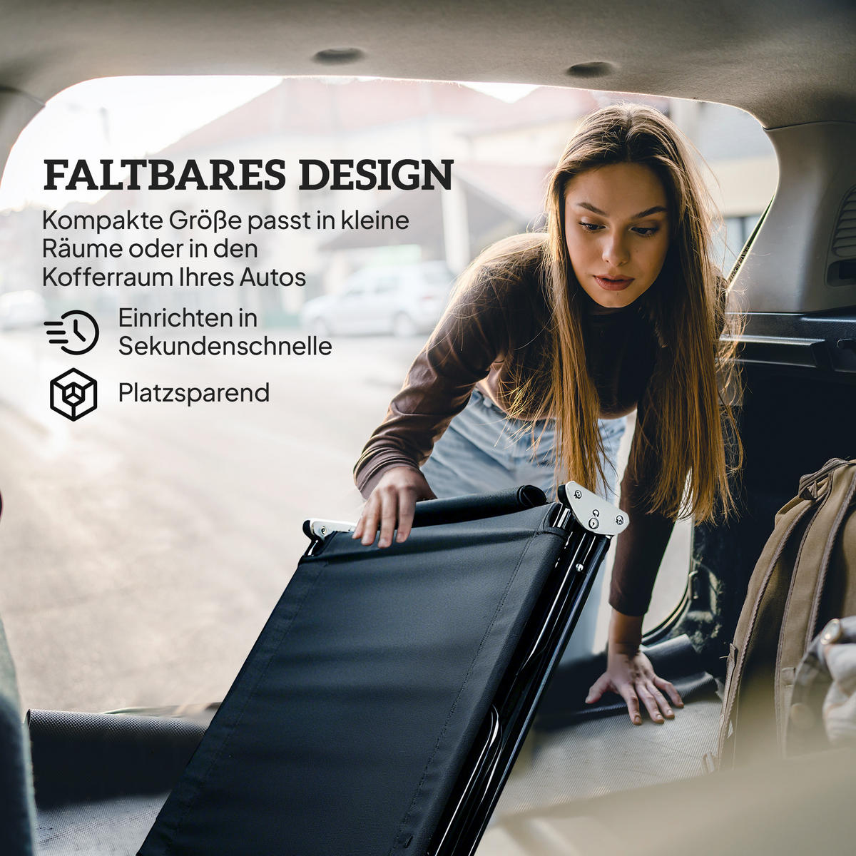 SONNENLIEGE klappbar Gartenliege mit Kopfkissen, Gesichtsloch Liegestuhl Grau - Schwarz, Textil/Metall (58/36/187cm) - Outsunny