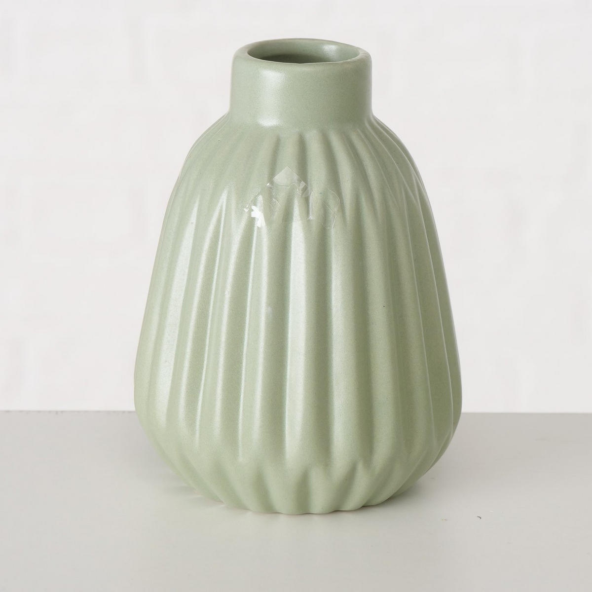 VASE Esko grün gestreift - Grün, Keramik (12cm) - Boltze Home
