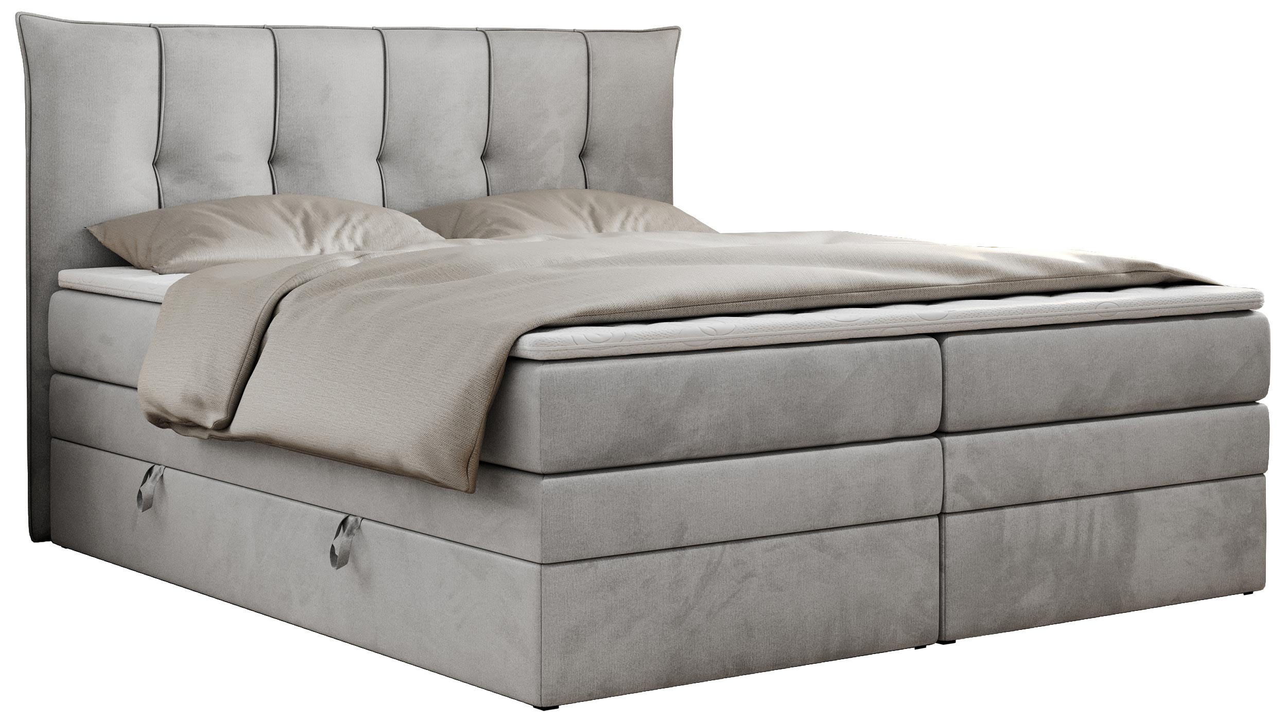 BOXSPRINGBETT PREMIUM 10 KING 160/200 Hellgrau Velvet - H3 - Hellgrau, Holz/Textil (160/200cm) - MKS