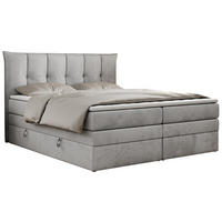 BOXSPRINGBETT PREMIUM 10 KING 160/200 Hellgrau Velvet - H3 - Hellgrau, Holz/Textil (160/200cm) - MKS