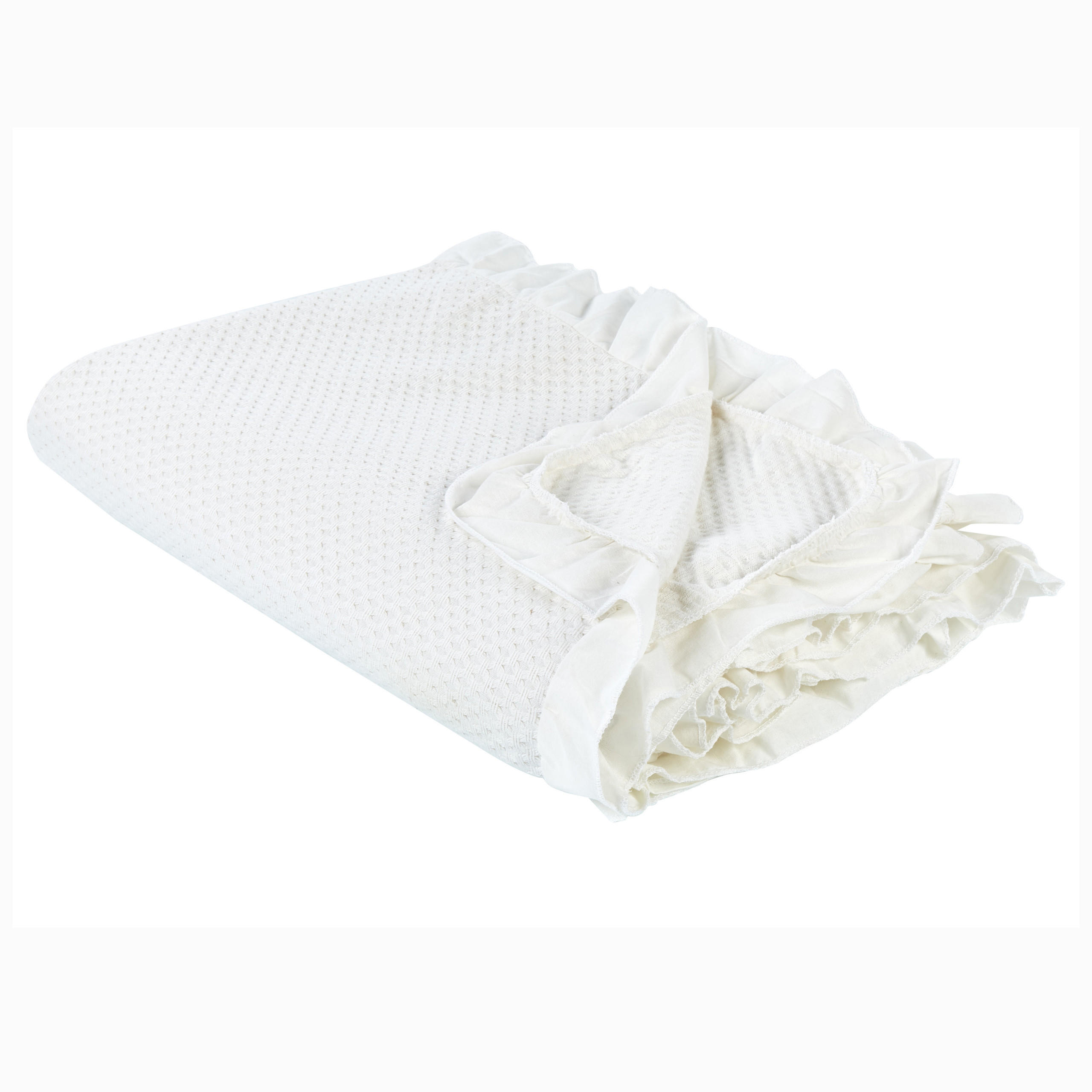 DECKE Weiß 220 x 240 cm Hatton - Weiß, Textil (240/220cm) - Beliani
