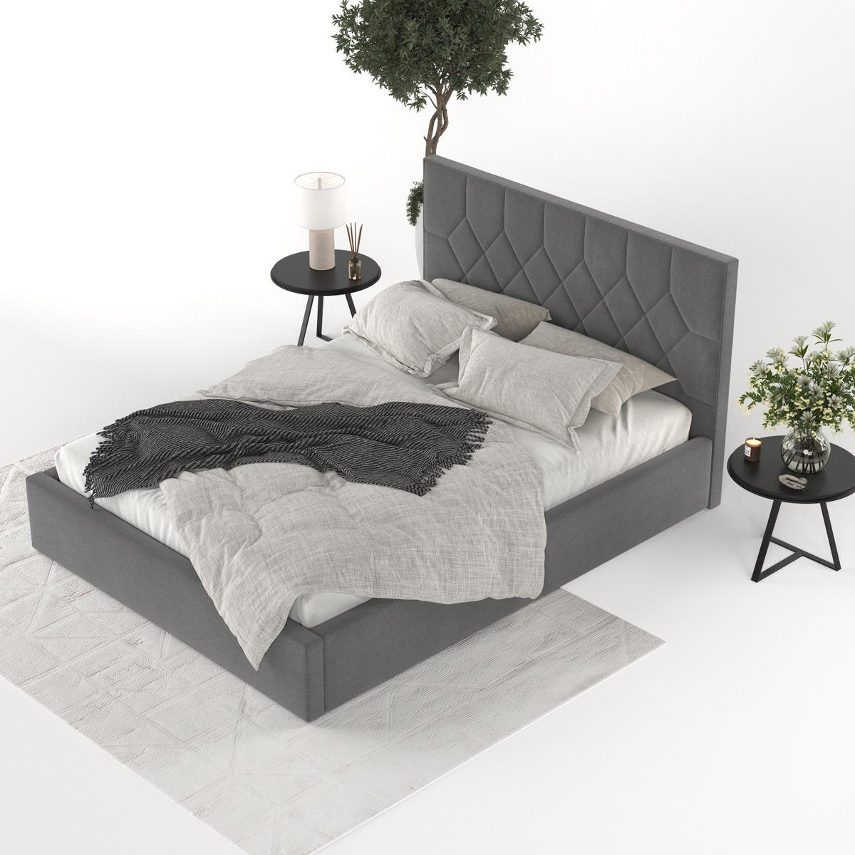 POLSTERBETT Brisa 180/200 cm Anthrazit im Asti Stoff - Anthrazit/Schwarz, Holz/Holzwerkstoff (180/200cm) - AltaBeds