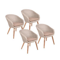 GARTENSTUHL 4er Set Porto mit Sitzauflage Gartenstühle - Braun, Holz (62/82/66cm) - DELUKE