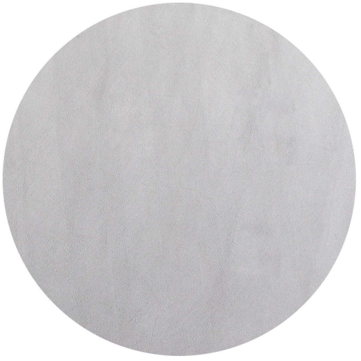 TEPPICH Kurzflor Uni-Farbe Microfaser Antirutsch Wohnzimmer waschbar Silber Rund 160x160 - Silberfarben, Textil (160/160cm) - KADIMA DESIGN