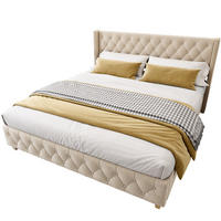 POLSTERBETT aus Samt 180x200 cm Hellbeige mit Knopfsteppung und Nieten - Beige, Textil (180/200cm) - IVMEU