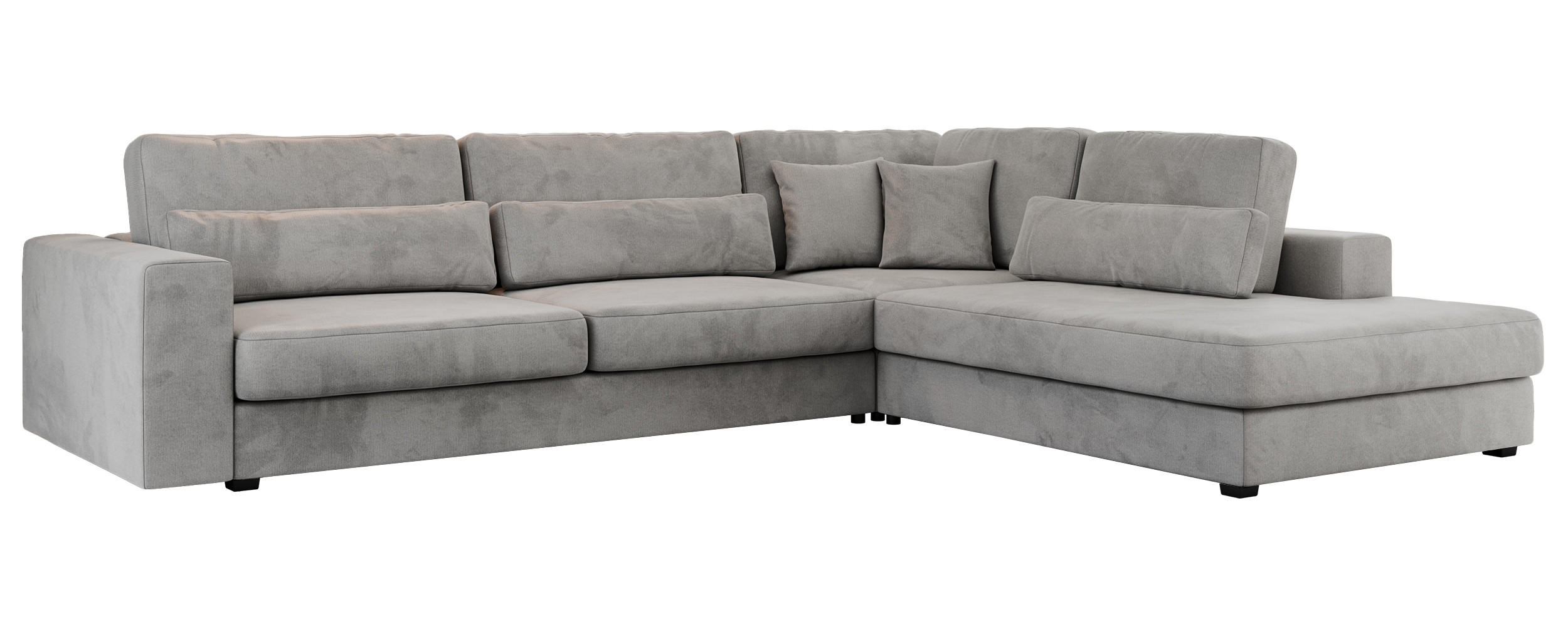 ECKSOFA Savona Hellgrau Velvet - rechts - Hellgrau/Schwarz, Kunststoff/Textil (249/316cm) - MKS